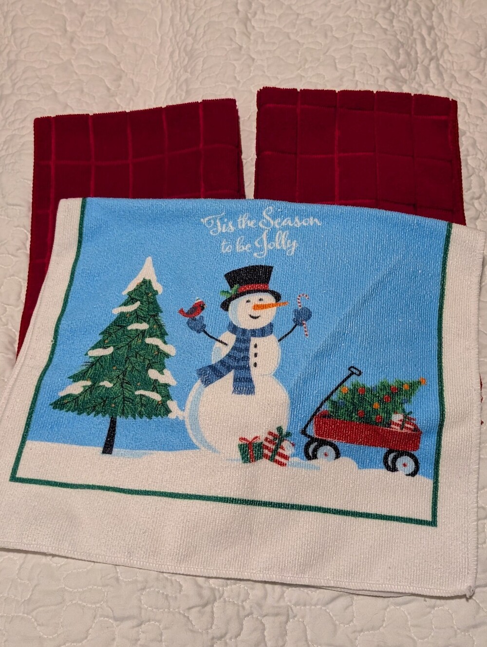 3 Piece Microfiber Holiday Snowman Kitchen Towel Set